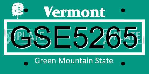 GSE5265 Vermont License Plate