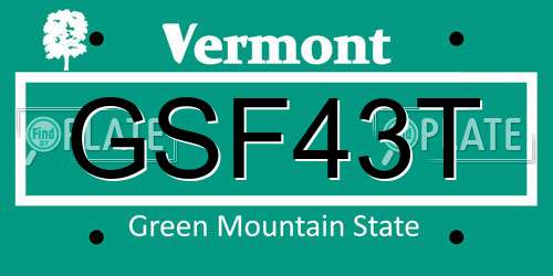 GSF43T Vermont License Plate