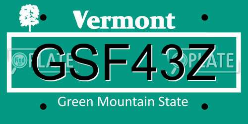 GSF43Z Vermont License Plate