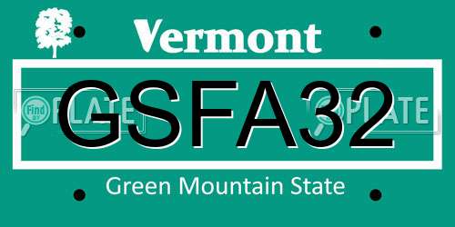 GSFA32 Vermont License Plate