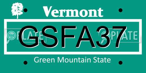 GSFA37 Vermont License Plate