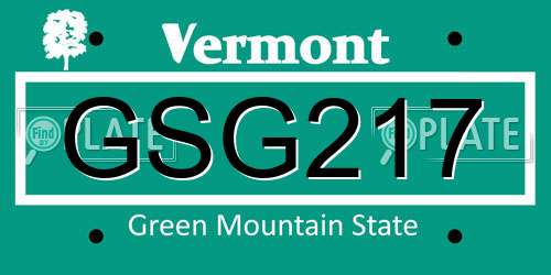 GSG217 Vermont License Plate