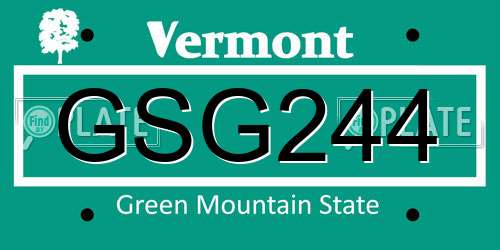 GSG244 Vermont License Plate