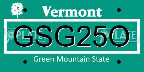 GSG25O Vermont License Plate