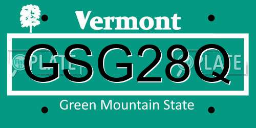 GSG28Q Vermont License Plate
