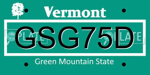 GSG75D Vermont License Plate