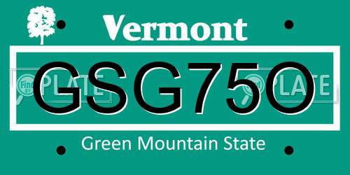 GSG75O Vermont License Plate