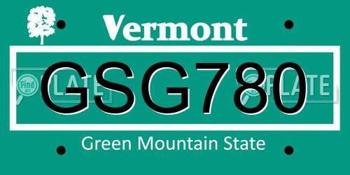 GSG780 Vermont License Plate