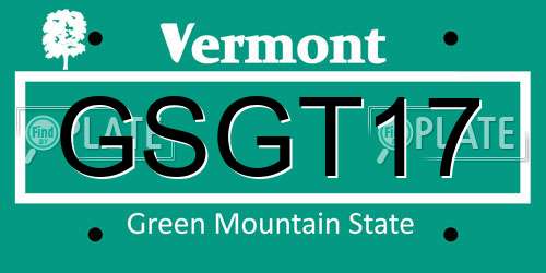 GSGT17 Vermont License Plate