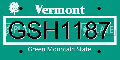 GSH1187 Vermont License Plate