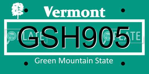 GSH905 Vermont License Plate