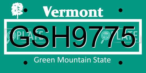 GSH9775 Vermont License Plate