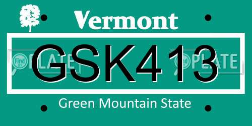GSK413 Vermont License Plate