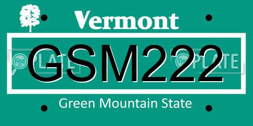 GSM222 Vermont License Plate