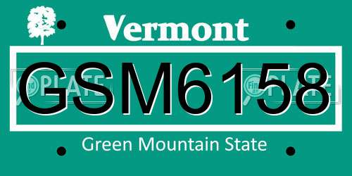 GSM6158 Vermont License Plate