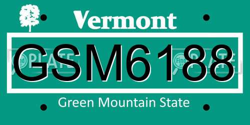 GSM6188 Vermont License Plate