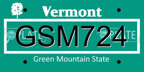 GSM724 Vermont License Plate