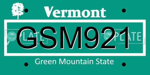 GSM921 Vermont License Plate