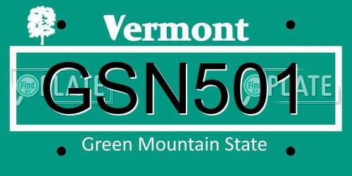 GSN501 Vermont License Plate