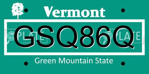 GSQ86Q Vermont License Plate