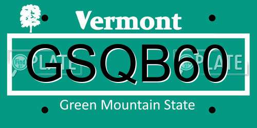 GSQB60 Vermont License Plate