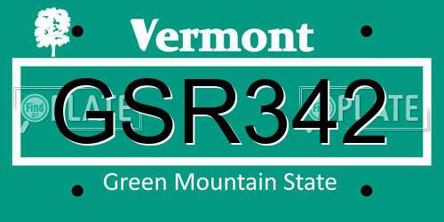 GSR342 Vermont License Plate