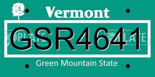 GSR4641 Vermont License Plate