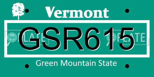 GSR615 Vermont License Plate