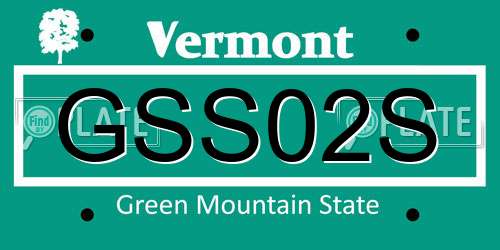 GSS02S Vermont License Plate