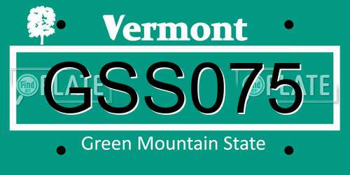 GSS075 Vermont License Plate