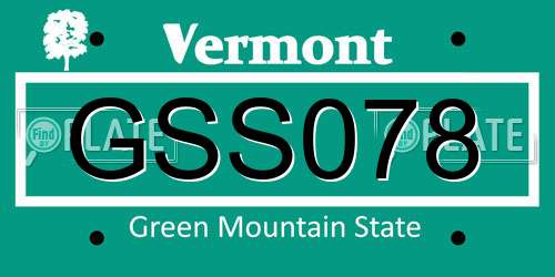 GSS078 Vermont License Plate