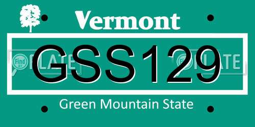GSS129 Vermont License Plate