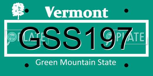 GSS197 Vermont License Plate