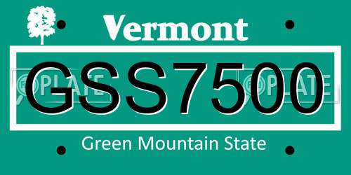 GSS7500 Vermont License Plate