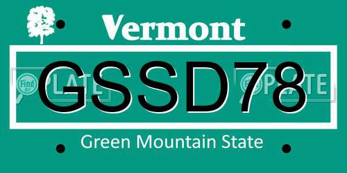 GSSD78 Vermont License Plate