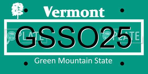 GSSO25 Vermont License Plate