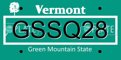 GSSQ28 Vermont License Plate