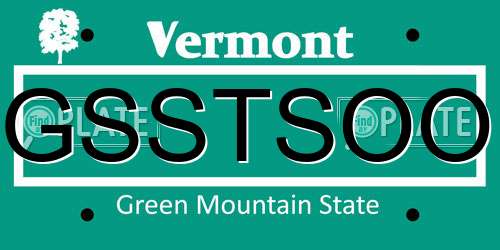 GSSTSOO Vermont License Plate