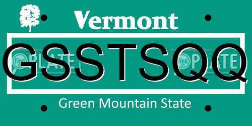 GSSTSQQ Vermont License Plate