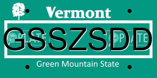 GSSZSDD Vermont License Plate