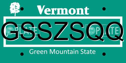 GSSZSQQ Vermont License Plate