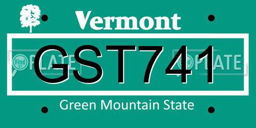 GST741 Vermont License Plate