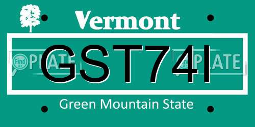 GST74I Vermont License Plate