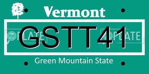 GSTT41 Vermont License Plate