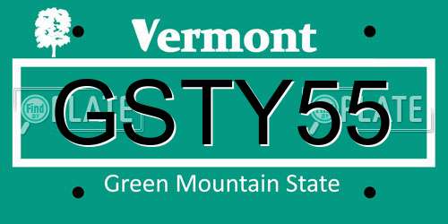 GSTY55 Vermont License Plate