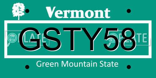 GSTY58 Vermont License Plate