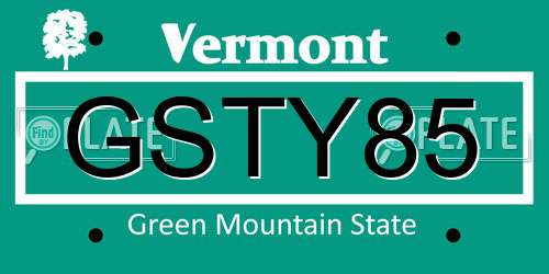 GSTY85 Vermont License Plate