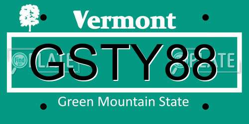 GSTY88 Vermont License Plate