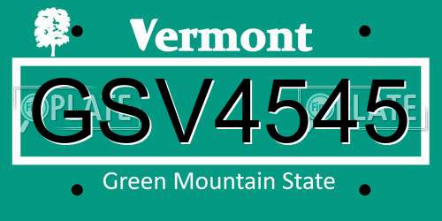 GSV4545 Vermont License Plate