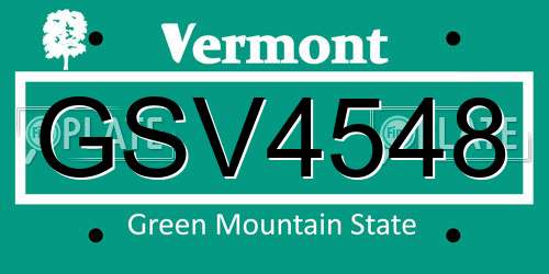 GSV4548 Vermont License Plate